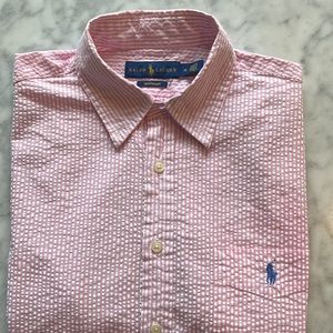 Ralph Lauren big boys shirt - pink size M (12-14) almost new, short sleeves